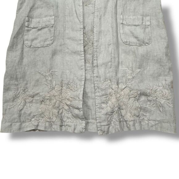 Johnny Was Sadie Heavy Linen Coat Gray Women’s Open Front Long Jacket Size M/L - Picture 7 of 14